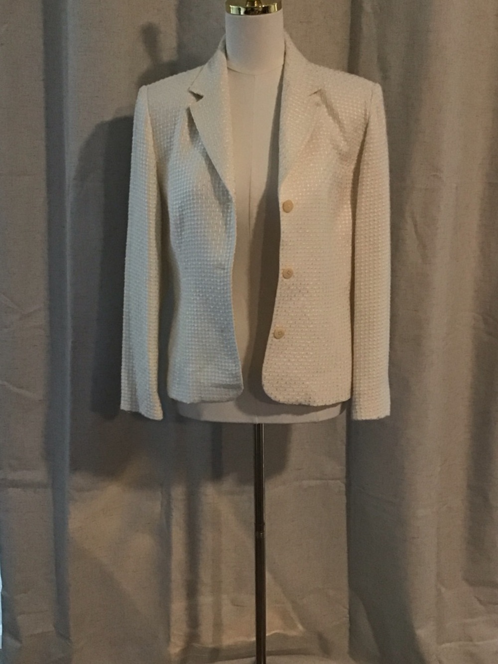 Women's Cream Textured Tailored Blazer